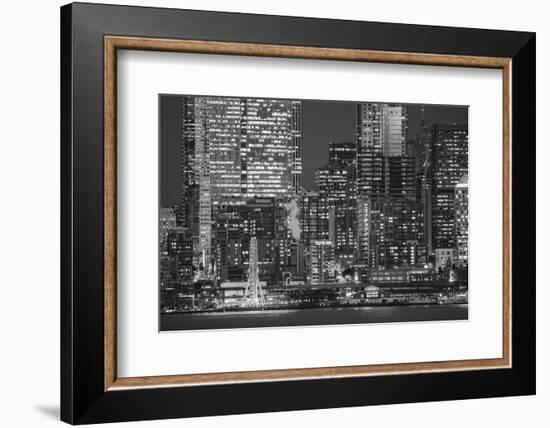 Illuminated city at night, Seattle, Washington, USA-Panoramic Images-Framed Photographic Print