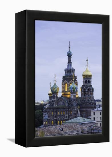 Illuminated Domes of Church of the Saviour on Spilled Blood, St. Petersburg, Russia-Gavin Hellier-Framed Premier Image Canvas