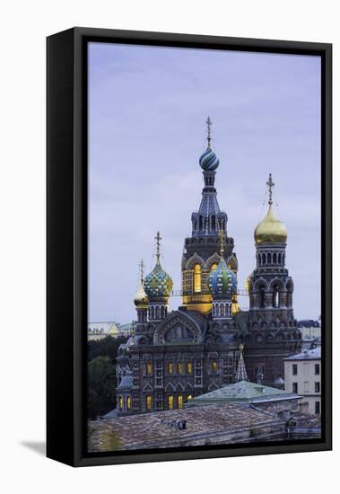 Illuminated Domes of Church of the Saviour on Spilled Blood, St. Petersburg, Russia-Gavin Hellier-Framed Premier Image Canvas