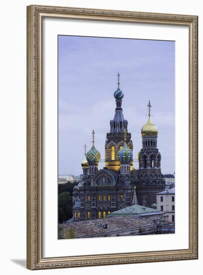 Illuminated Domes of Church of the Saviour on Spilled Blood, St. Petersburg, Russia-Gavin Hellier-Framed Photographic Print