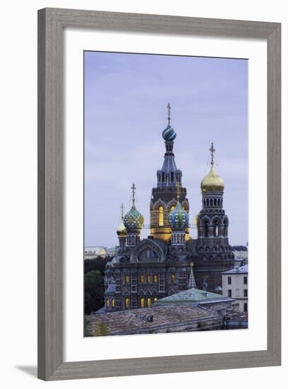 Illuminated Domes of Church of the Saviour on Spilled Blood, St. Petersburg, Russia-Gavin Hellier-Framed Photographic Print