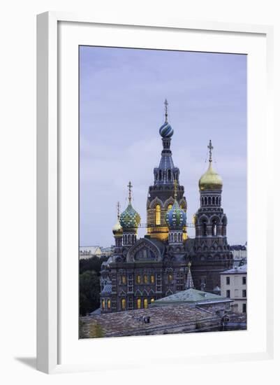 Illuminated Domes of Church of the Saviour on Spilled Blood, St. Petersburg, Russia-Gavin Hellier-Framed Photographic Print