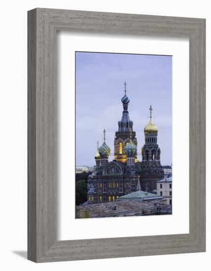 Illuminated Domes of Church of the Saviour on Spilled Blood, St. Petersburg, Russia-Gavin Hellier-Framed Photographic Print