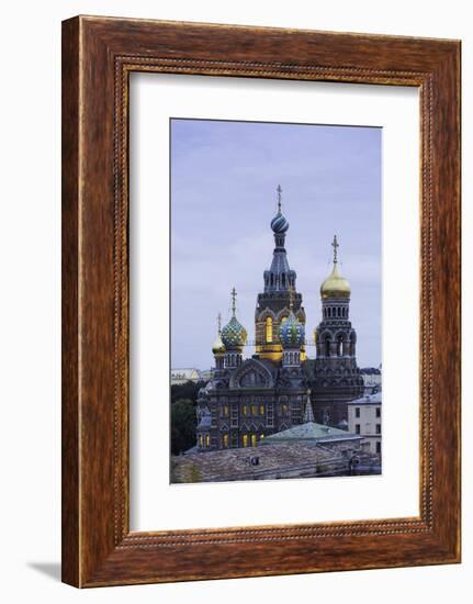 Illuminated Domes of Church of the Saviour on Spilled Blood, St. Petersburg, Russia-Gavin Hellier-Framed Photographic Print