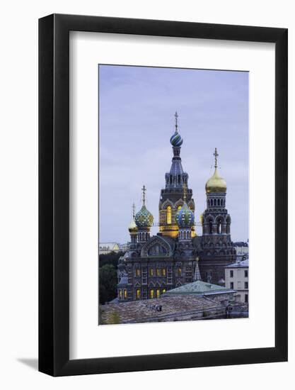 Illuminated Domes of Church of the Saviour on Spilled Blood, St. Petersburg, Russia-Gavin Hellier-Framed Photographic Print