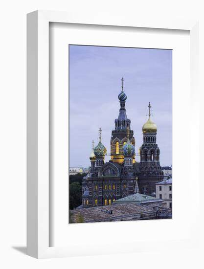 Illuminated Domes of Church of the Saviour on Spilled Blood, St. Petersburg, Russia-Gavin Hellier-Framed Photographic Print