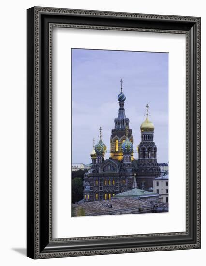 Illuminated Domes of Church of the Saviour on Spilled Blood, St. Petersburg, Russia-Gavin Hellier-Framed Photographic Print