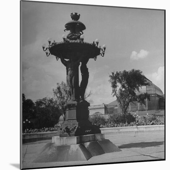 Illuminated Fountain, Designed by Henri Auguste Bartholdi, in the Botanical Gardens-null-Mounted Photographic Print