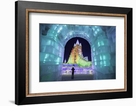 Illuminated Ice Sculpture at the Harbin Ice and Snow Festival in Harbin, Heilongjiang Province, Chi-Gavin Hellier-Framed Photographic Print