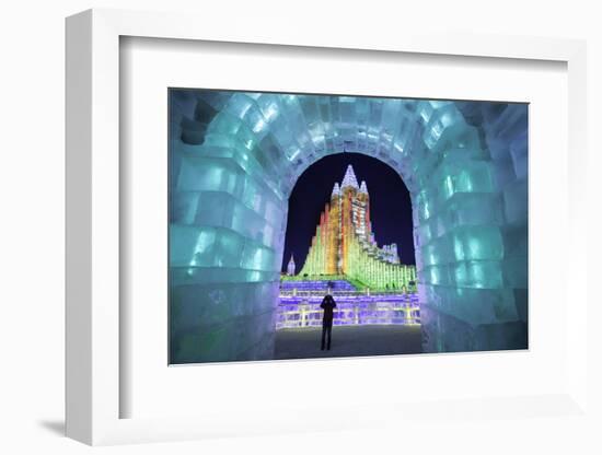 Illuminated Ice Sculpture at the Harbin Ice and Snow Festival in Harbin, Heilongjiang Province, Chi-Gavin Hellier-Framed Photographic Print