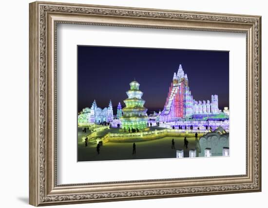 Illuminated Ice Sculpture at the Harbin Ice and Snow Festival in Harbin, Heilongjiang Province, Chi-Gavin Hellier-Framed Photographic Print