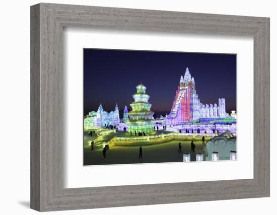 Illuminated Ice Sculpture at the Harbin Ice and Snow Festival in Harbin, Heilongjiang Province, Chi-Gavin Hellier-Framed Photographic Print