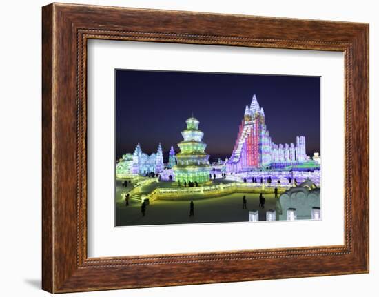 Illuminated Ice Sculpture at the Harbin Ice and Snow Festival in Harbin, Heilongjiang Province, Chi-Gavin Hellier-Framed Photographic Print