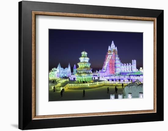 Illuminated Ice Sculpture at the Harbin Ice and Snow Festival in Harbin, Heilongjiang Province, Chi-Gavin Hellier-Framed Photographic Print