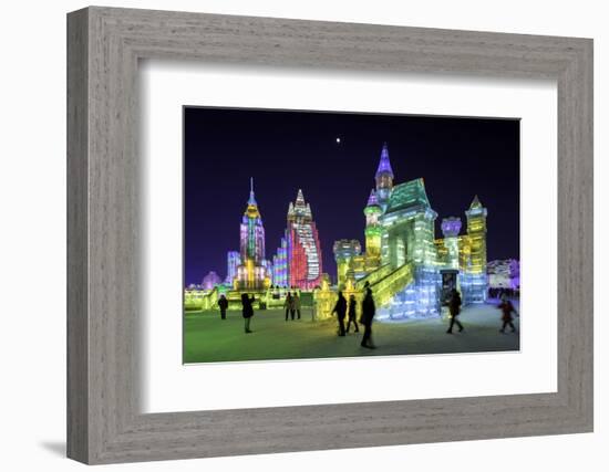 Illuminated Ice Sculpture at the Harbin Ice and Snow Festival in Harbin, Heilongjiang Province, Chi-Gavin Hellier-Framed Photographic Print