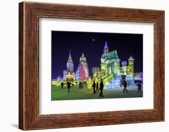 Illuminated Ice Sculpture at the Harbin Ice and Snow Festival in Harbin, Heilongjiang Province, Chi-Gavin Hellier-Framed Photographic Print