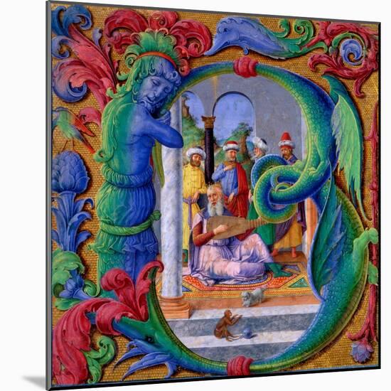 Illuminated Initial 'B' (Tempera on Parchment)-Italian School-Mounted Giclee Print