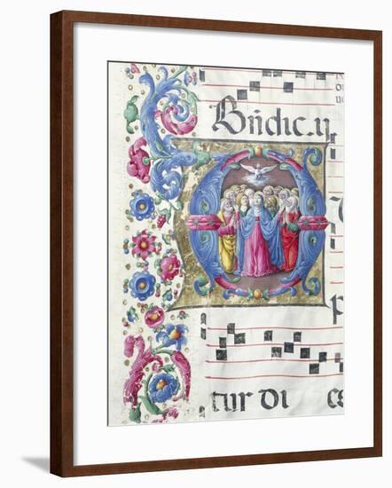 Illuminated Initial Capital Letter Depicting the Pentecost-null-Framed Giclee Print