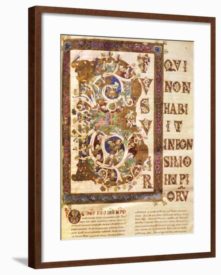 Illuminated Initial Capital Letter from a Gospels from San Benedetto Po-null-Framed Giclee Print