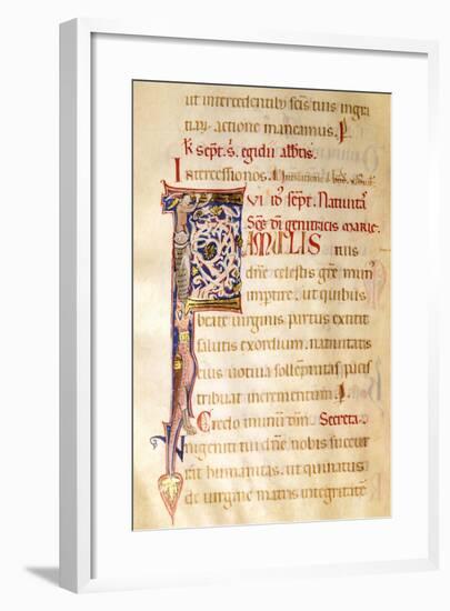 Illuminated Initial Capital Letter from a Gospels from San Benedetto Po-null-Framed Giclee Print