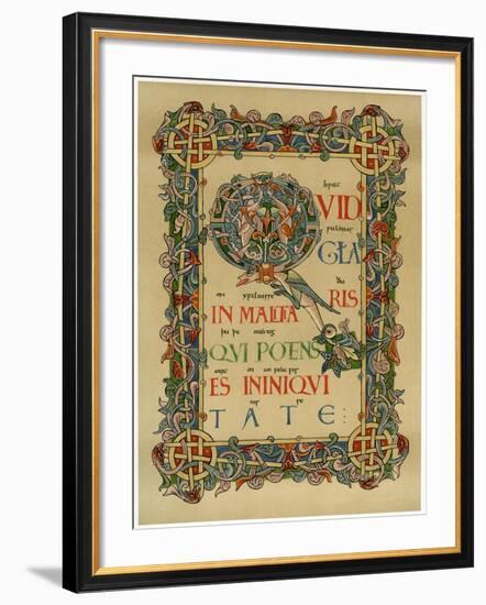 Illuminated Initial Q, C1073-null-Framed Giclee Print