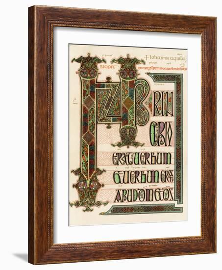 Illuminated Manuscript Page of the Lindisfarne Gospels, England, Circa 700 AD-null-Framed Giclee Print