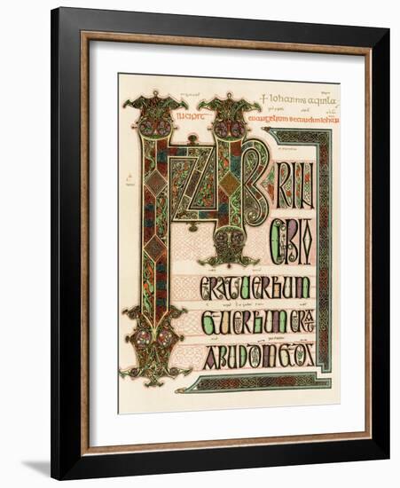 Illuminated Manuscript Page of the Lindisfarne Gospels, England, Circa 700 AD-null-Framed Giclee Print