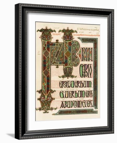 Illuminated Manuscript Page of the Lindisfarne Gospels, England, Circa 700 AD-null-Framed Giclee Print