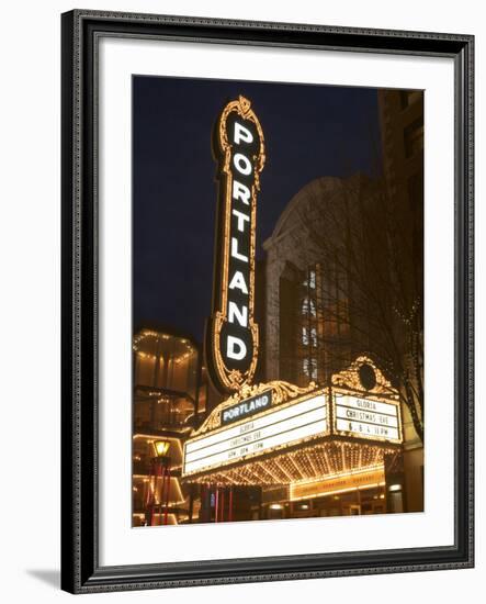 Illuminated Marquee of the Arlene Schnitzer Auditorium, Portland, Oregon, USA-William Sutton-Framed Photographic Print