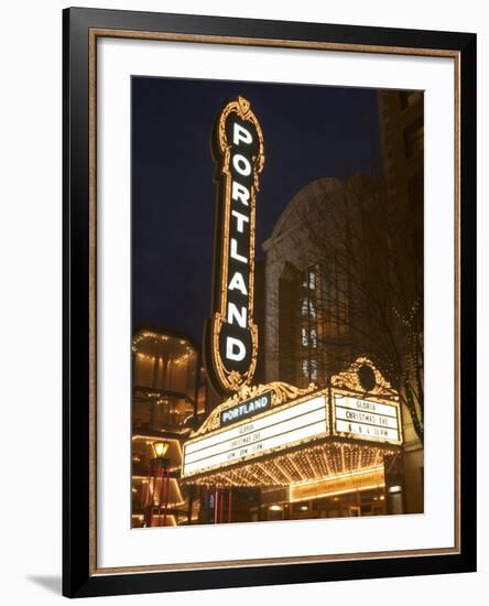 Illuminated Marquee of the Arlene Schnitzer Auditorium, Portland, Oregon, USA-William Sutton-Framed Photographic Print