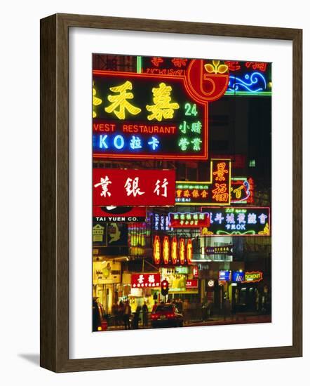 Illuminated Neon Street Signs, Nathan Road in Tsimshatsui, Hong Kong-Gavin Hellier-Framed Photographic Print