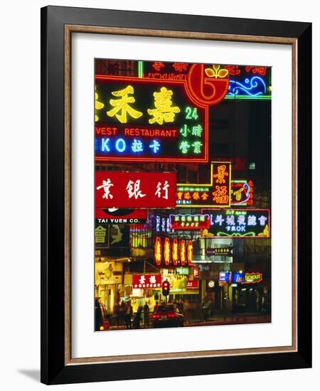 Illuminated Neon Street Signs, Nathan Road in Tsimshatsui, Hong Kong-Gavin Hellier-Framed Photographic Print