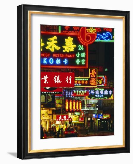 Illuminated Neon Street Signs, Nathan Road in Tsimshatsui, Hong Kong-Gavin Hellier-Framed Photographic Print