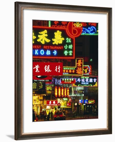 Illuminated Neon Street Signs, Nathan Road in Tsimshatsui, Hong Kong-Gavin Hellier-Framed Photographic Print