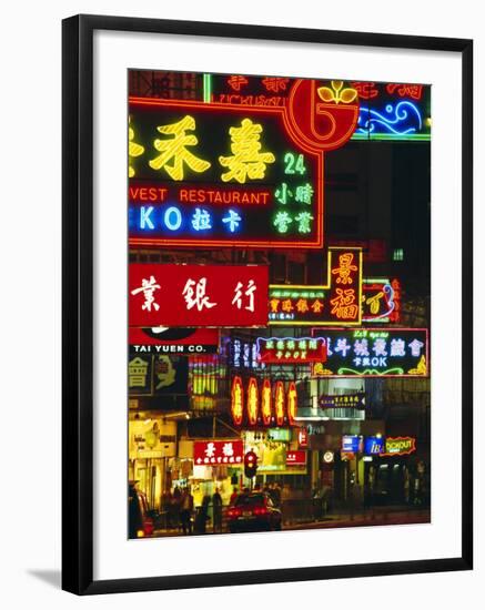 Illuminated Neon Street Signs, Nathan Road in Tsimshatsui, Hong Kong-Gavin Hellier-Framed Photographic Print