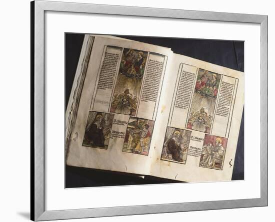 Illuminated Page from a Manuscript Preserved in St Scholastica Library in Subiaco, Lazio, Italy-null-Framed Giclee Print