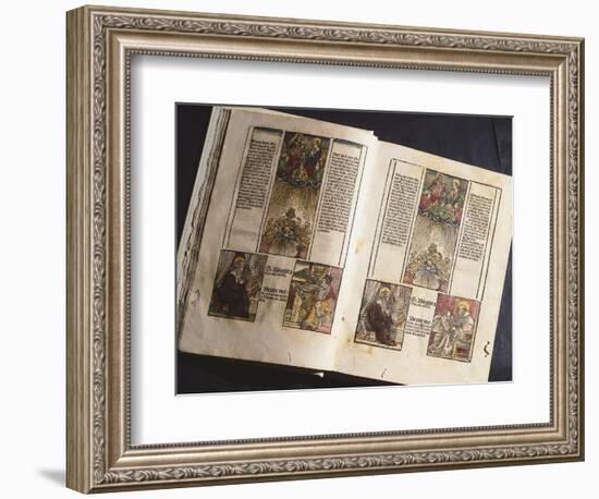 Illuminated Page from a Manuscript Preserved in St Scholastica Library in Subiaco, Lazio, Italy-null-Framed Giclee Print