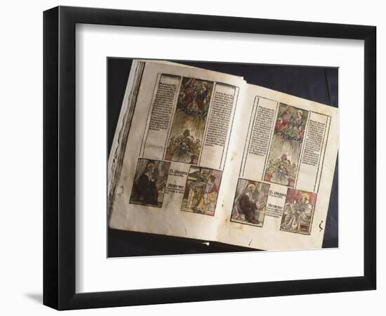 Illuminated Page from a Manuscript Preserved in St Scholastica Library in Subiaco, Lazio, Italy-null-Framed Giclee Print