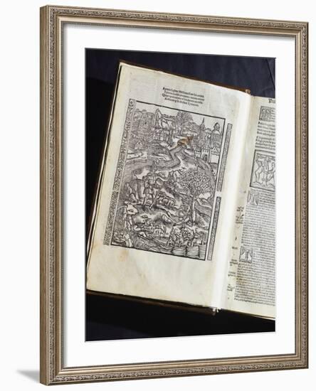 Illuminated Page from a Manuscript Preserved in St Scholastica Library in Subiaco, Lazio, Italy-null-Framed Giclee Print