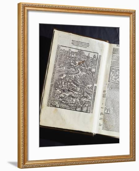 Illuminated Page from a Manuscript Preserved in St Scholastica Library in Subiaco, Lazio, Italy-null-Framed Giclee Print