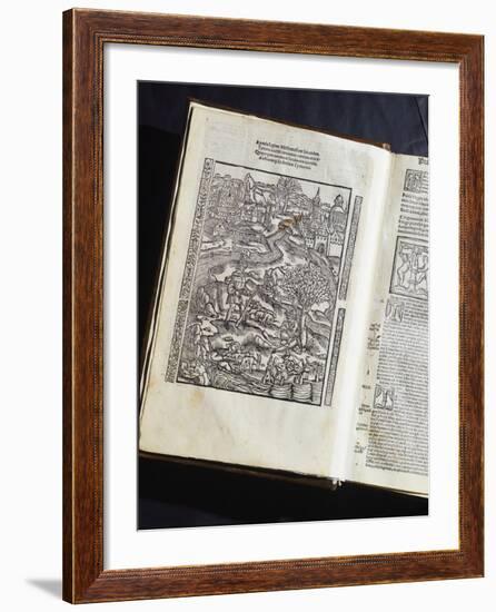 Illuminated Page from a Manuscript Preserved in St Scholastica Library in Subiaco, Lazio, Italy-null-Framed Giclee Print