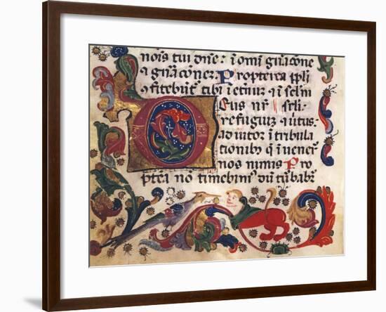 Illuminated Page from Book of Hours, Manuscript, Detail-null-Framed Giclee Print