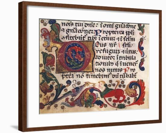 Illuminated Page from Book of Hours, Manuscript, Detail-null-Framed Giclee Print