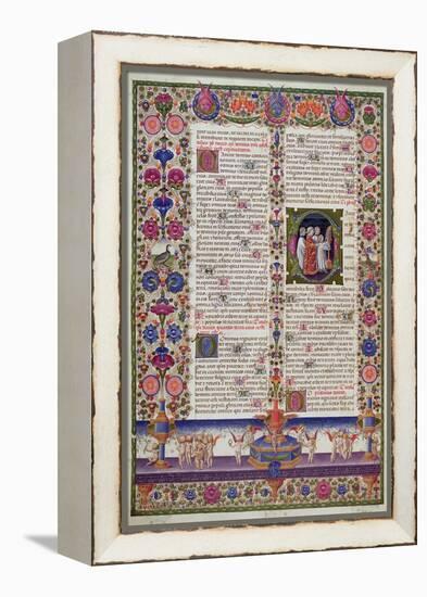 Illuminated Page from the Book of Psalms, from the Borso D'Este Bible. Vol 1 (Vellum)-Italian-Framed Premier Image Canvas
