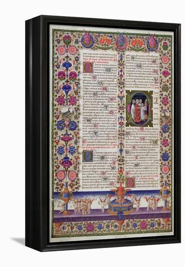 Illuminated Page from the Book of Psalms, from the Borso D'Este Bible. Vol 1 (Vellum)-Italian-Framed Premier Image Canvas