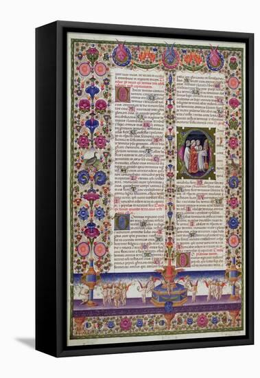 Illuminated Page from the Book of Psalms, from the Borso D'Este Bible. Vol 1 (Vellum)-Italian-Framed Premier Image Canvas