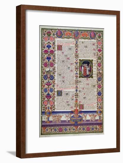 Illuminated Page from the Book of Psalms, from the Borso D'Este Bible. Vol 1 (Vellum)-Italian-Framed Giclee Print