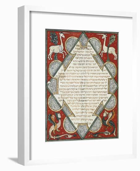 Illuminated Page from the Jewish Bible, Hebrew Manuscript from Cervera, Spain-null-Framed Giclee Print