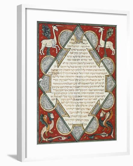 Illuminated Page from the Jewish Bible, Hebrew Manuscript from Cervera, Spain-null-Framed Giclee Print