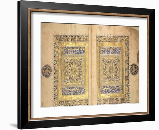 Illuminated Pages from a Koran Manuscript, Il-Khanid Mameluke School-null-Framed Giclee Print